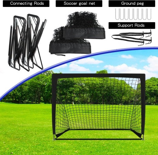 Salelink 2PCS Portable Kid Football Goals Pop Up Soccer Goals
