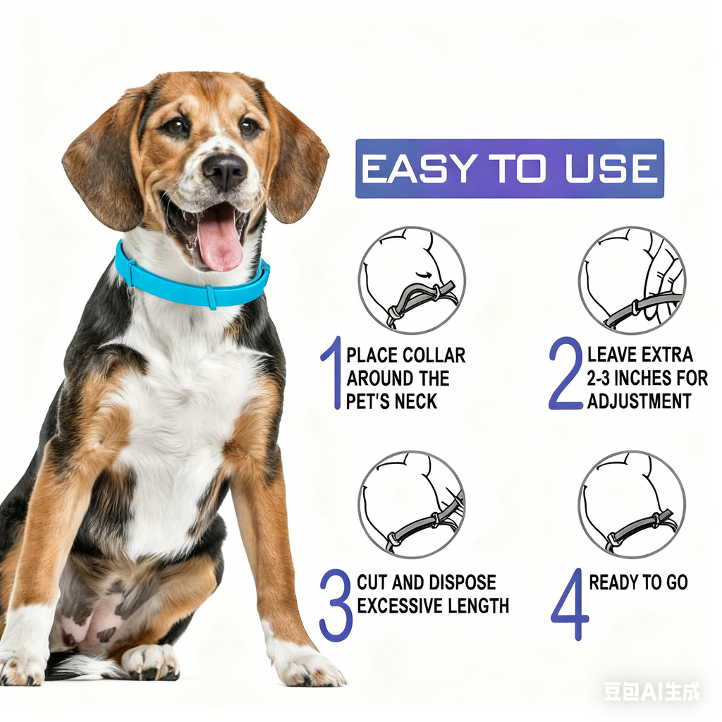 Blue Adjustable Flea Tick Collar for Cats Dogs Design