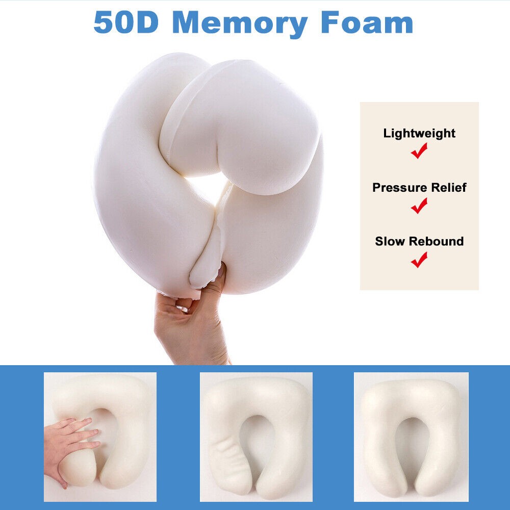 Memory Foam Travel Pillow Neck Support Earplugs Eye Mask