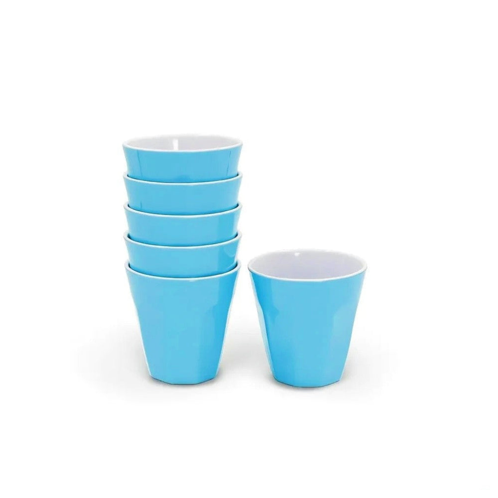 300ML Melamine Cups, Set of 6 in Blue Shatter-Proof Dishwasher Safe