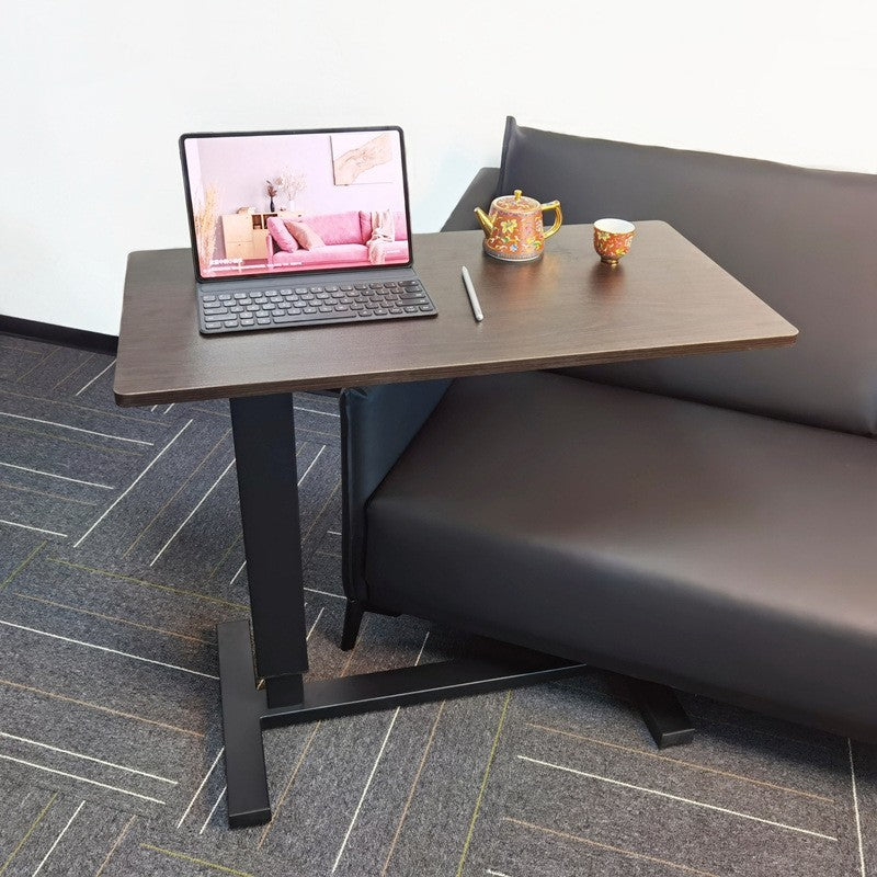 Adjustable Bedside Table In Wood Finish With Hidden Wheels For Versatility