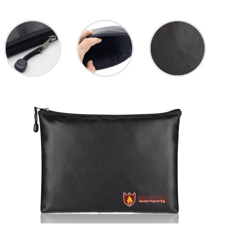 27x16cm Fireproof Document Bag Silicone Coated Fiberglass Safe Money Bag Pouch