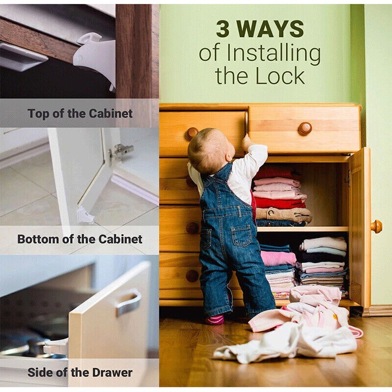 12 Locks 3 Keys Magnetic Baby Child Infant Safety Cupboard Drawer Cabinet Door
