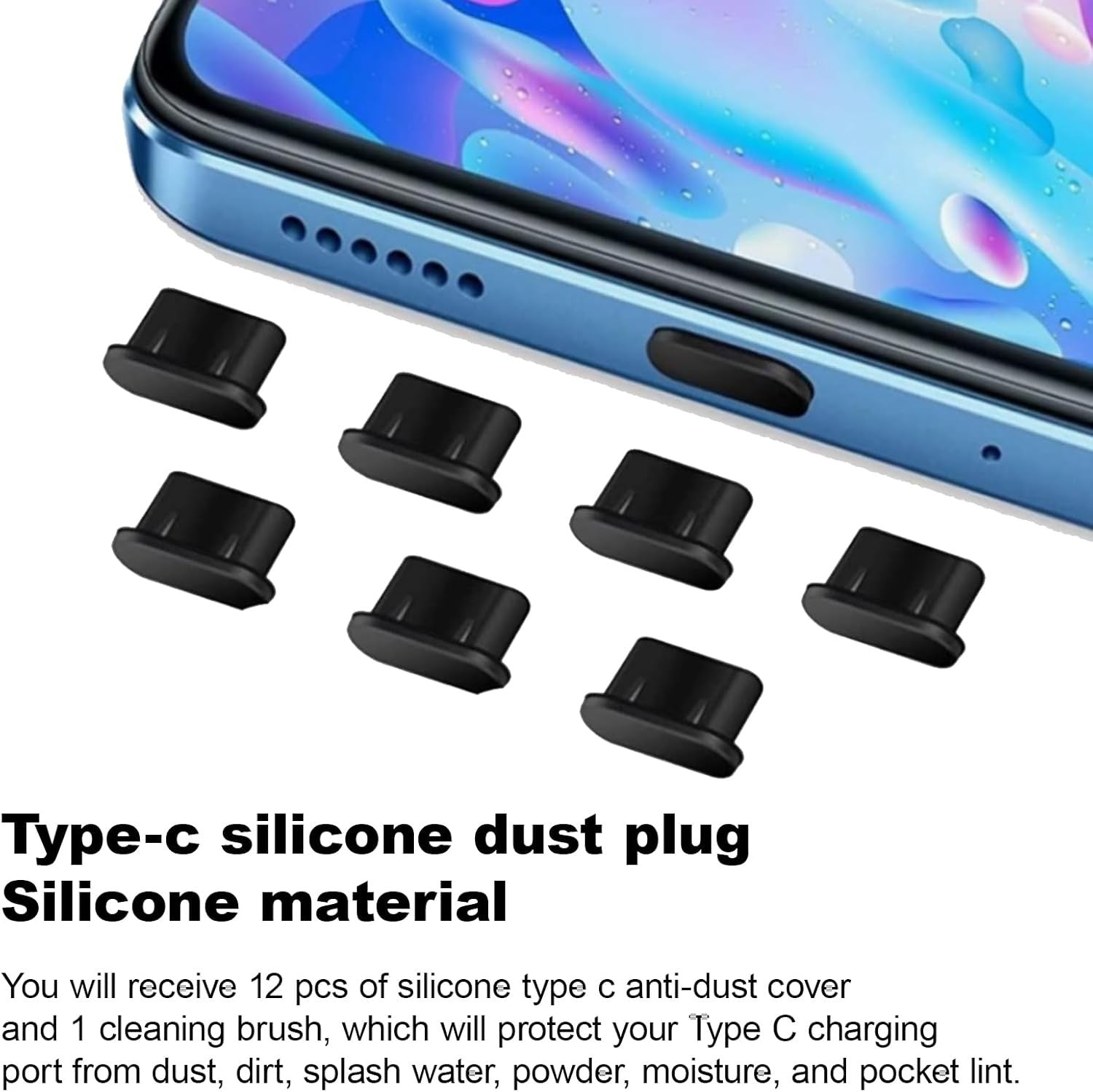 4x Silicone Type-C Dust Plug Charging Port Protector Cover Caps