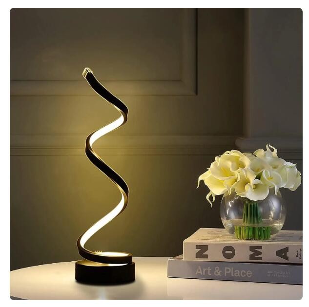 Modern Spiral LED Table Lamp Dimmable Bedside Nightstand Light