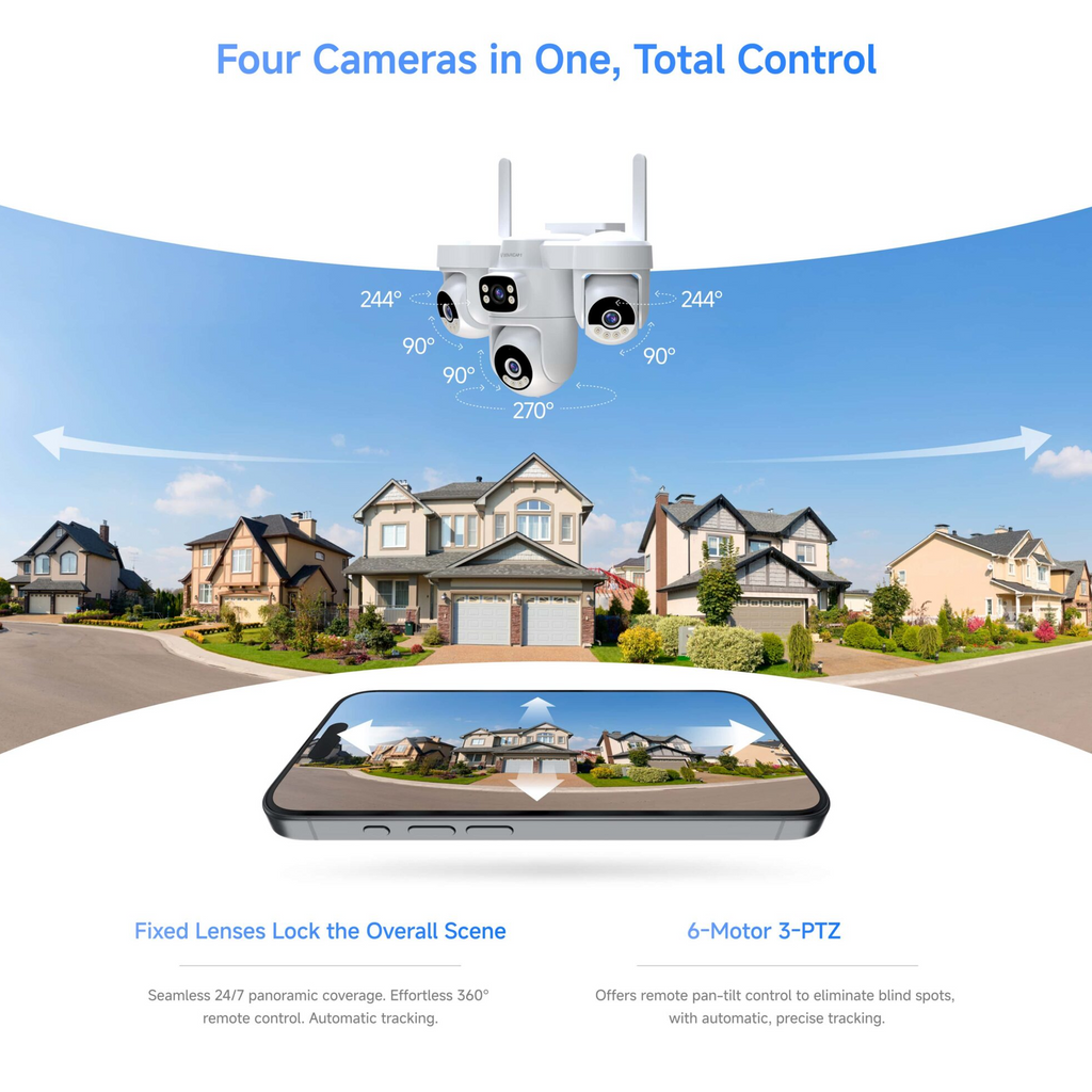 Vstarcam Solar 4G Security Camera 4-Lens Outdoor Full Color