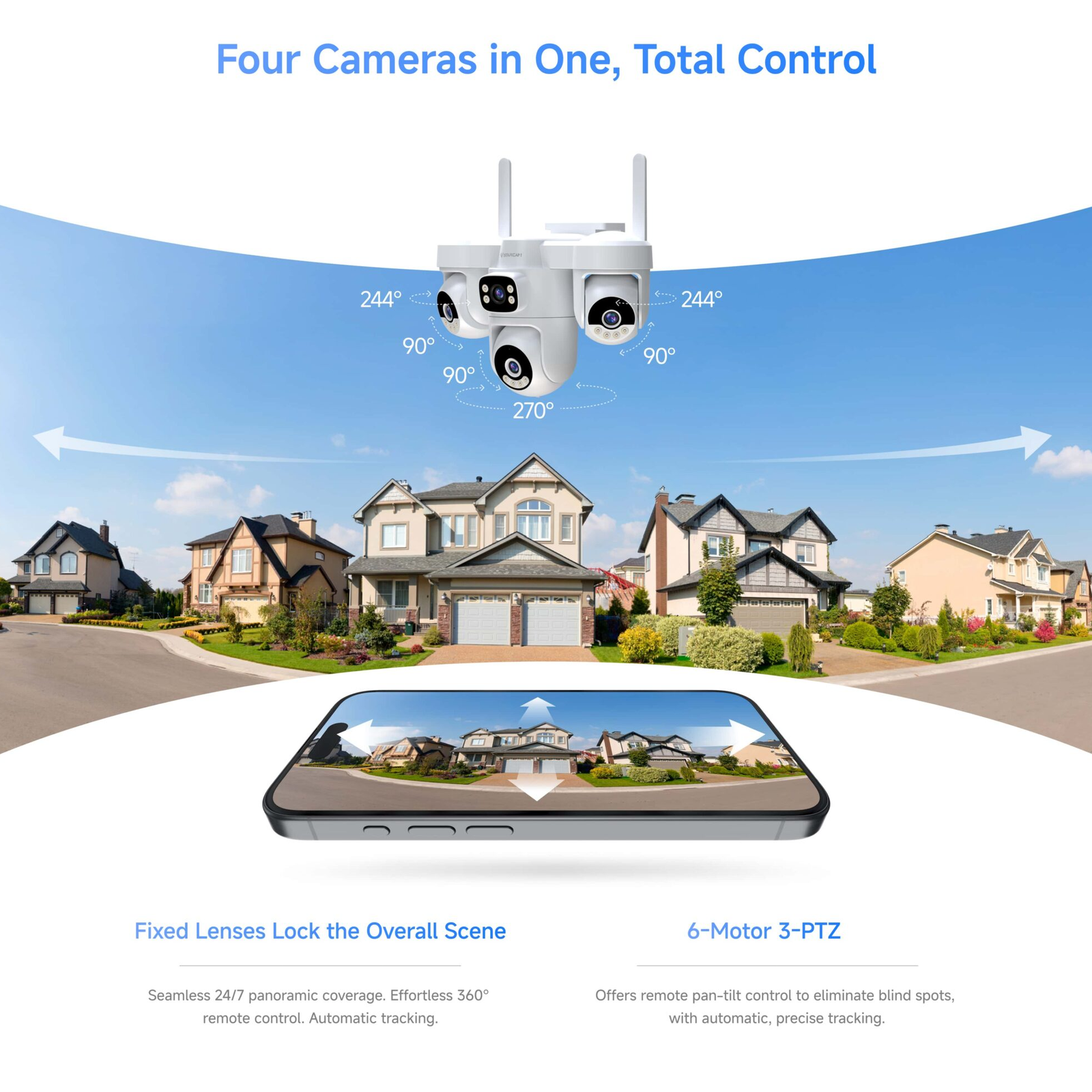 Vstarcam Solar 4G Security Camera 4-Lens Outdoor Full Color
