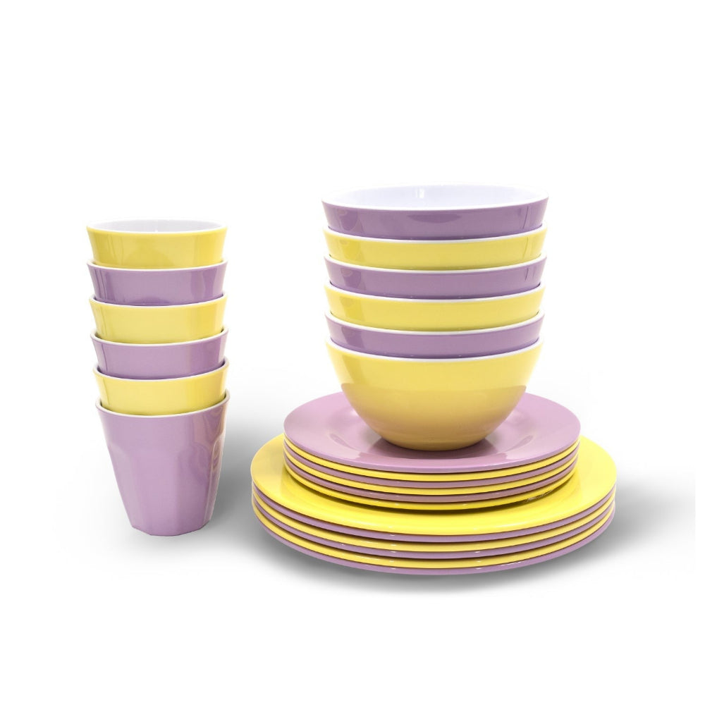 Henni & Friends 24 Piece Melamine Dinner Set Cups Plates Bowls