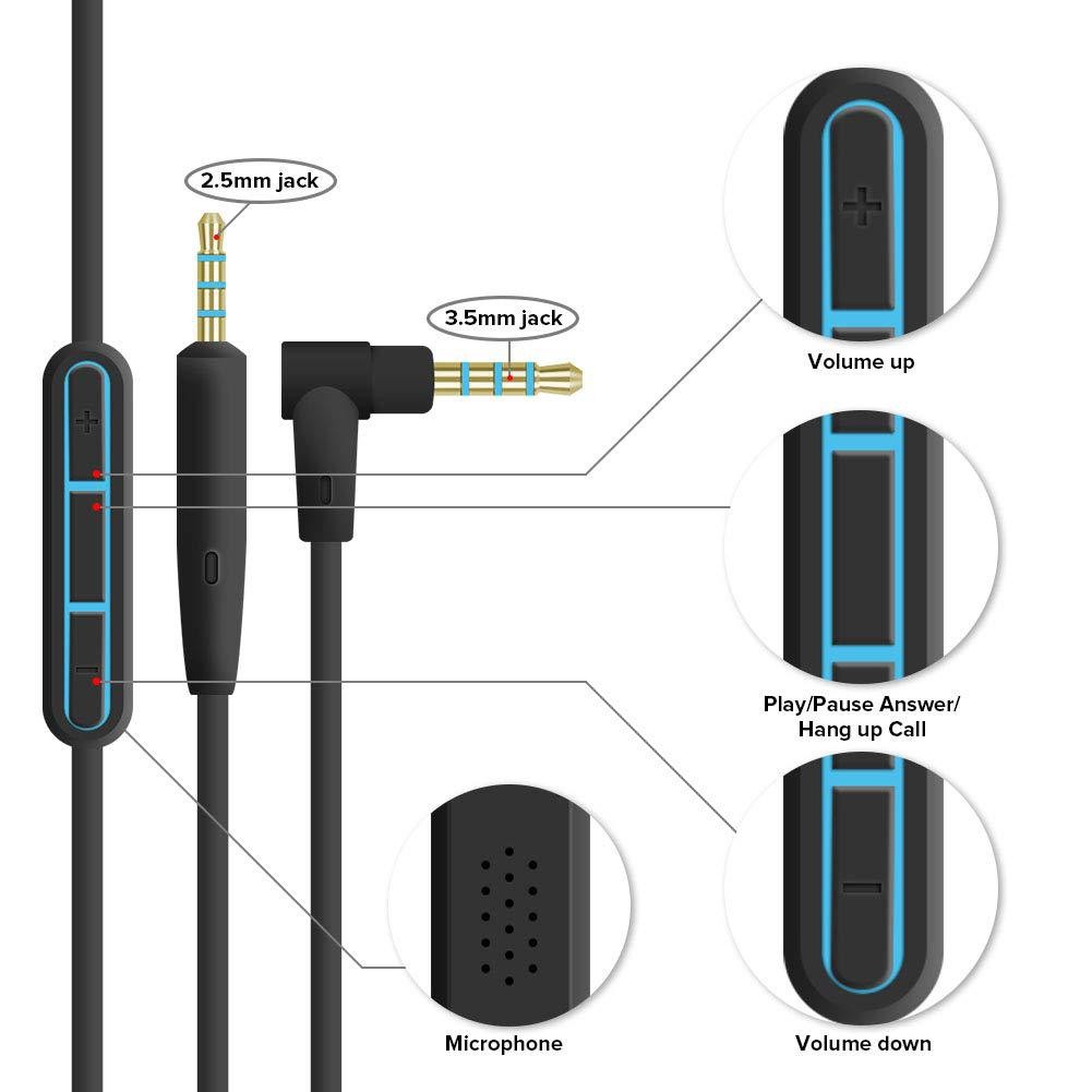 Cable Remote Mic For Bose QuietComfort 25 35 QC25 QC35 Headphone Android Phone