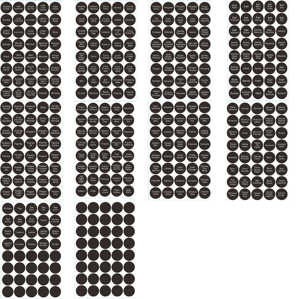 Salelink 400PCS Printed Spice Jar and Pantry Label Set Chalkboard Round Stickers Labels