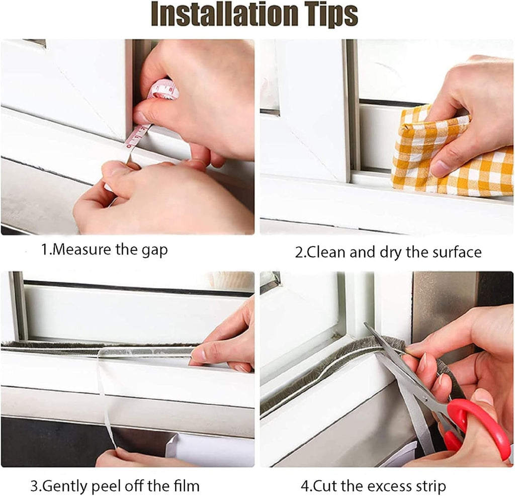 7*12mm Excluder Brush Strip 10M Window Door Weather Draught Seal Tape Self-adhesive