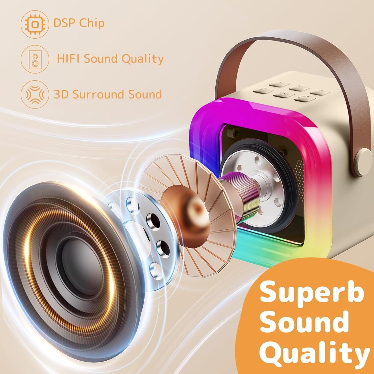 Salelink Karaoke Machine with 2 Microphones Bluetooth Speaker