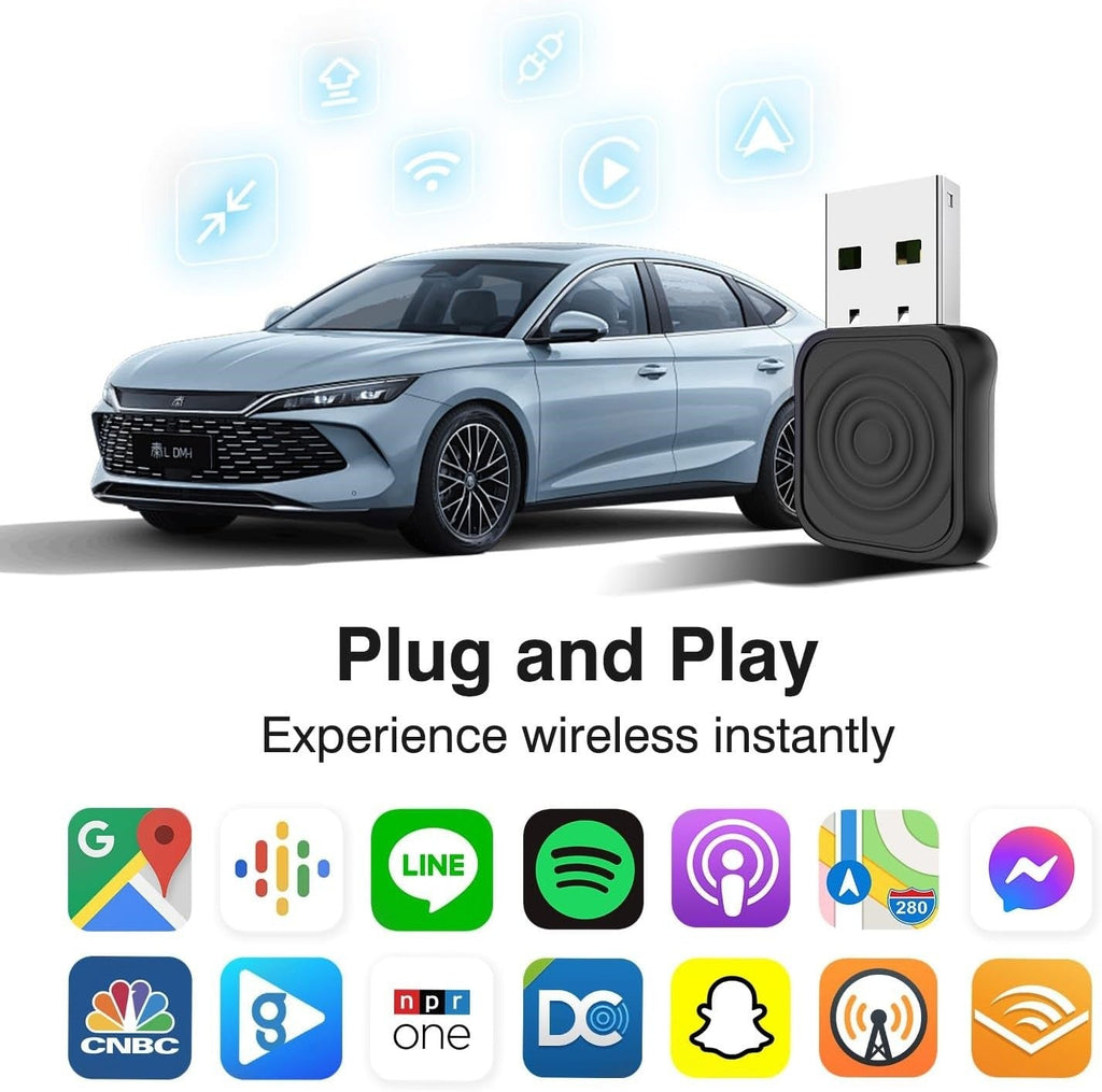 CarlinKit Mini Wireless CarPlay Android Auto Adapter Plug & Play WiFi BT