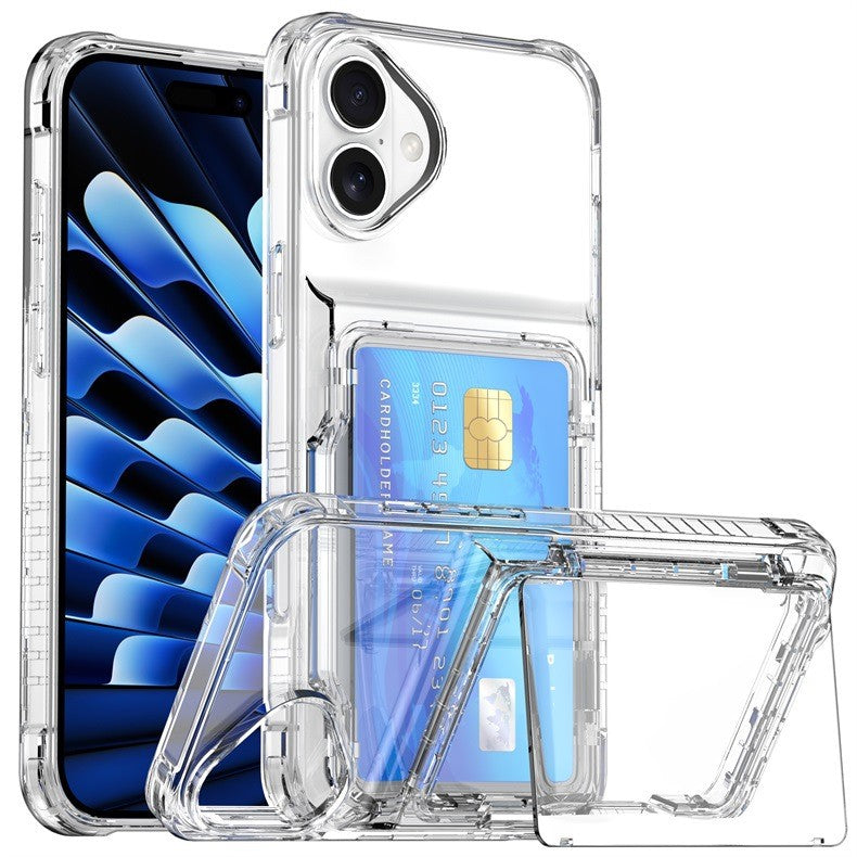 Clear Transparent Card Slots Back Holder Rugged Case For iPhone 17