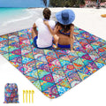 Beach Mat Blanket Waterproof Sandproof Picnic Mat w/Stakes Storage Bag 175x175cm