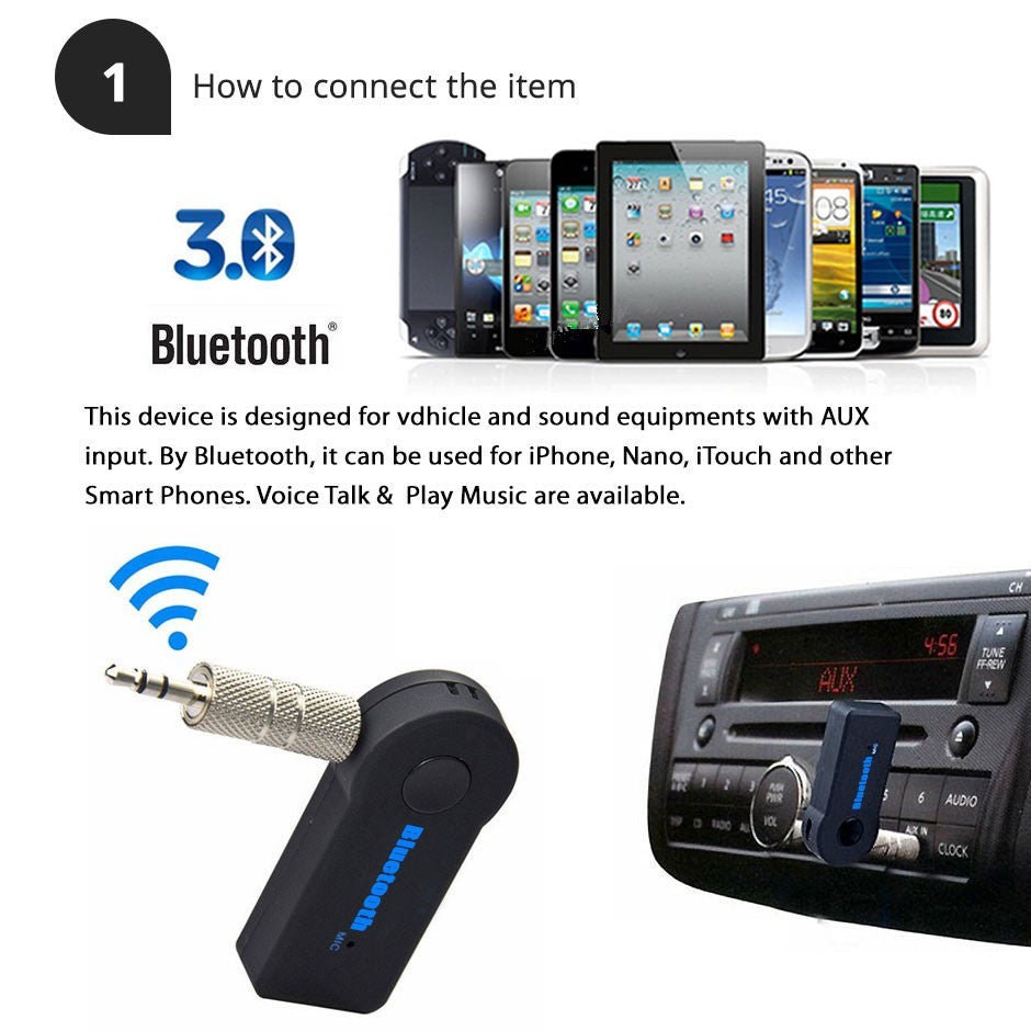 Audio Stereo Bluetooth AUX Receiver, Bluetooth Car Kit