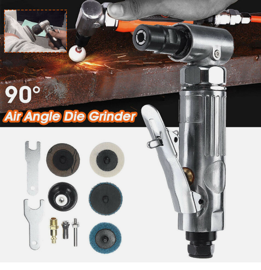 90 Degree Angle Air Die Grinder 1/4" Mini Pneumatic Polishing Carving Discs Set