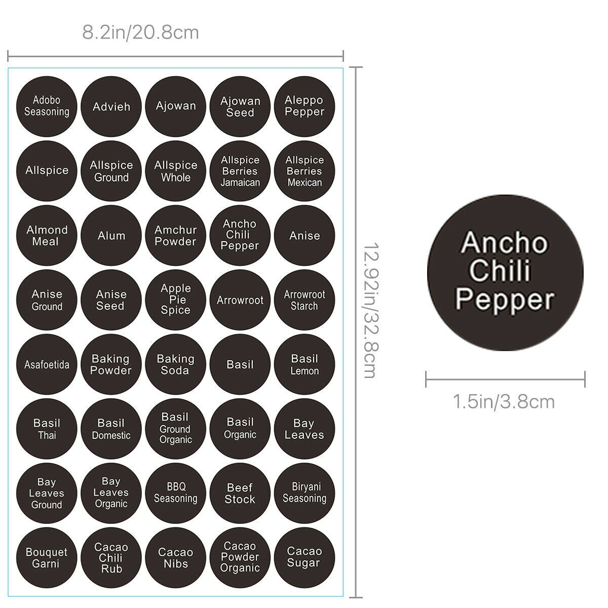 Salelink 400PCS Printed Spice Jar and Pantry Label Set Chalkboard Round Stickers Labels