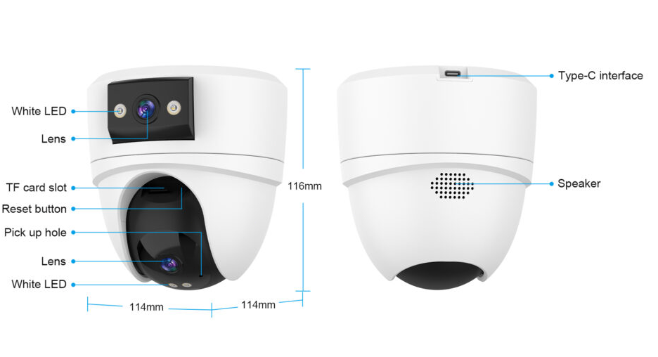 Vstarcam  Security Camera Dual Lens Indoor Dome WiFi Wireless Full Color