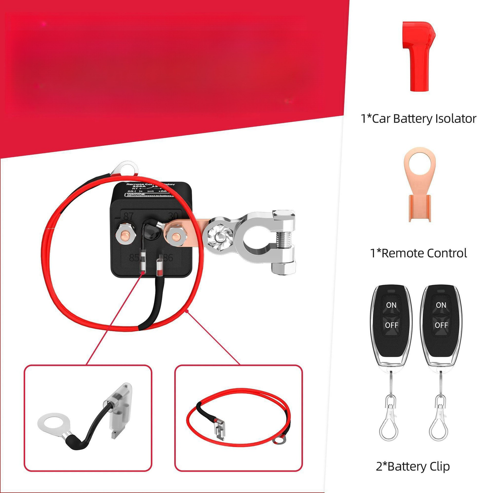Wireless Remote Car Battery Disconnect Master Relay Kill Cut off Switch Isolator