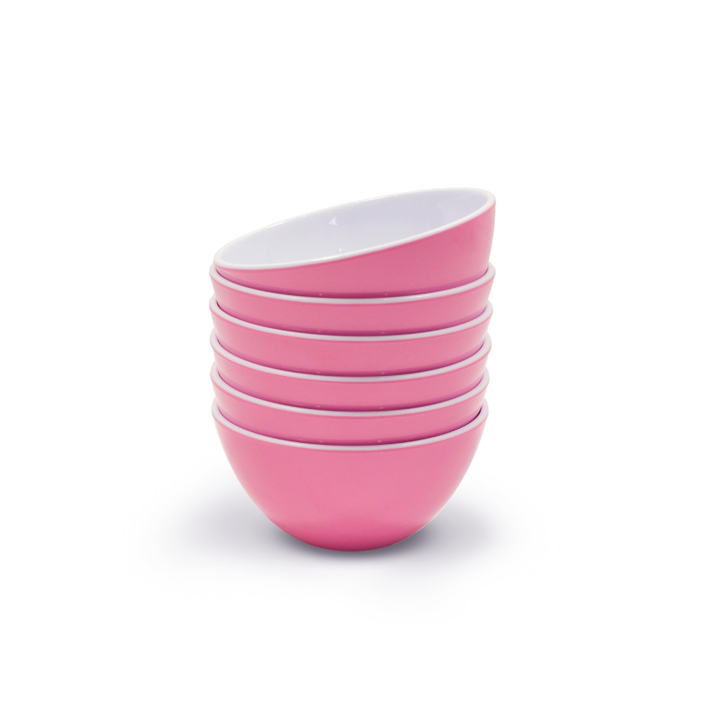 Henni & Friends 14.5CM Melamine Cereal Soup Salad Bowls, Set of 6 in Pink