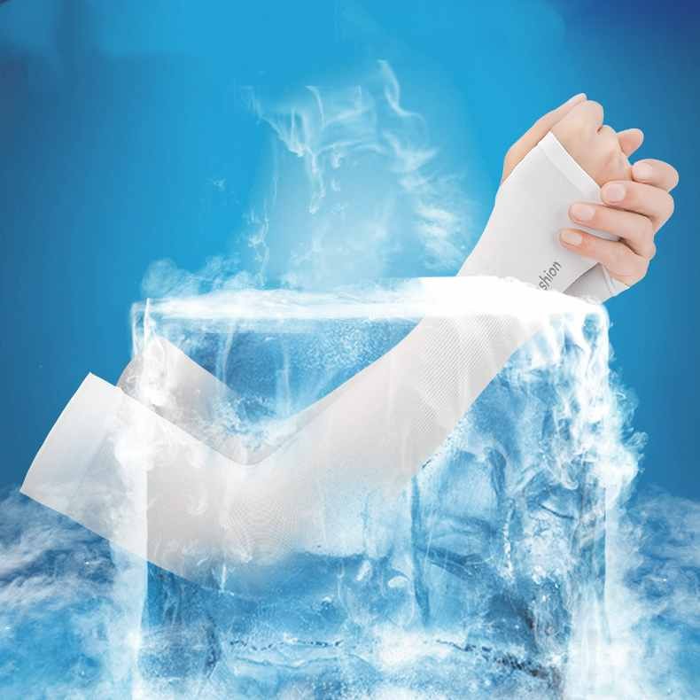 White Cooling Sport Arm Sleeves Sun UV Protection Covers Cycling Golf Tennis