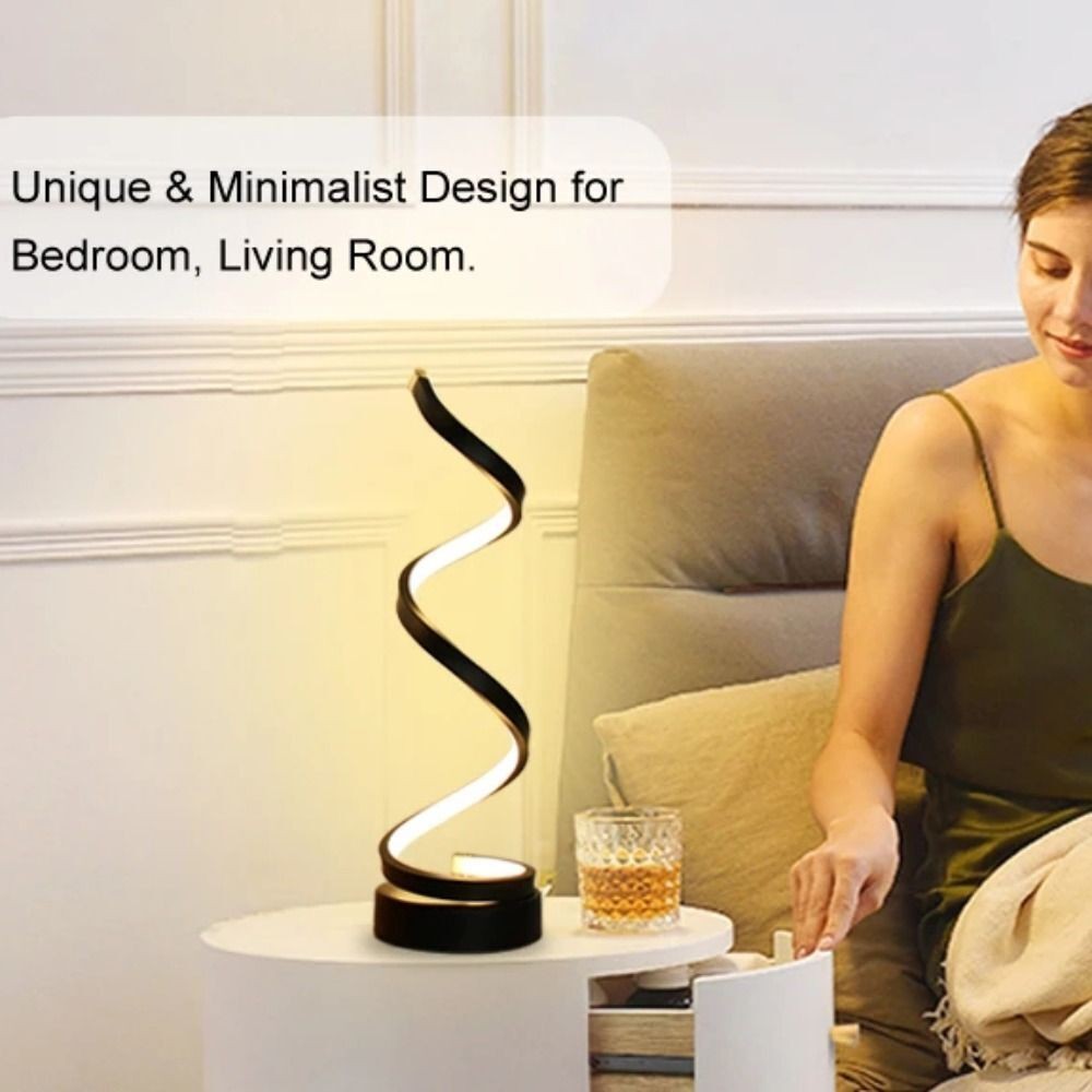 Modern Spiral LED Table Lamp Dimmable Bedside Nightstand Light