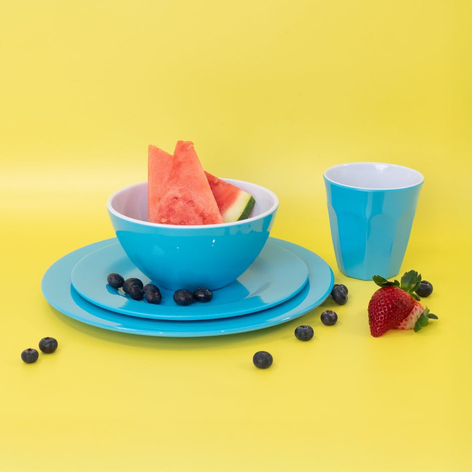 Henni & Friends Melamine Bowls Set, Blue Melamine Cereal/Soup/Salad Bowls, Set of 6