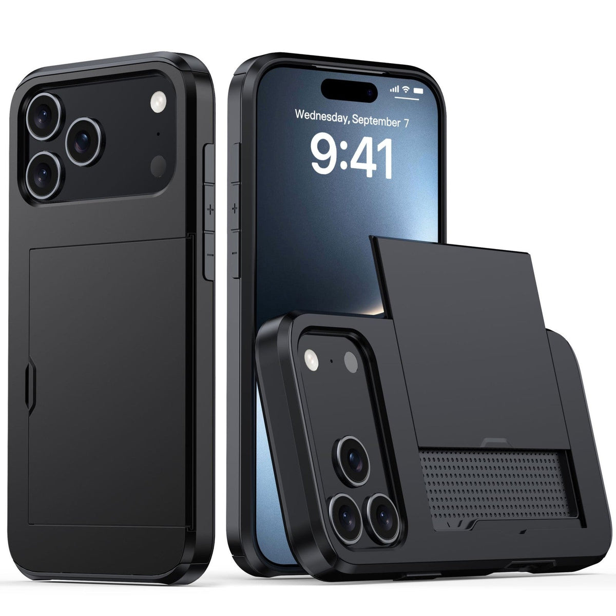 Shockproof Card Slots Back Holder Rugged Case Cover For iPhone 17 Pro Max