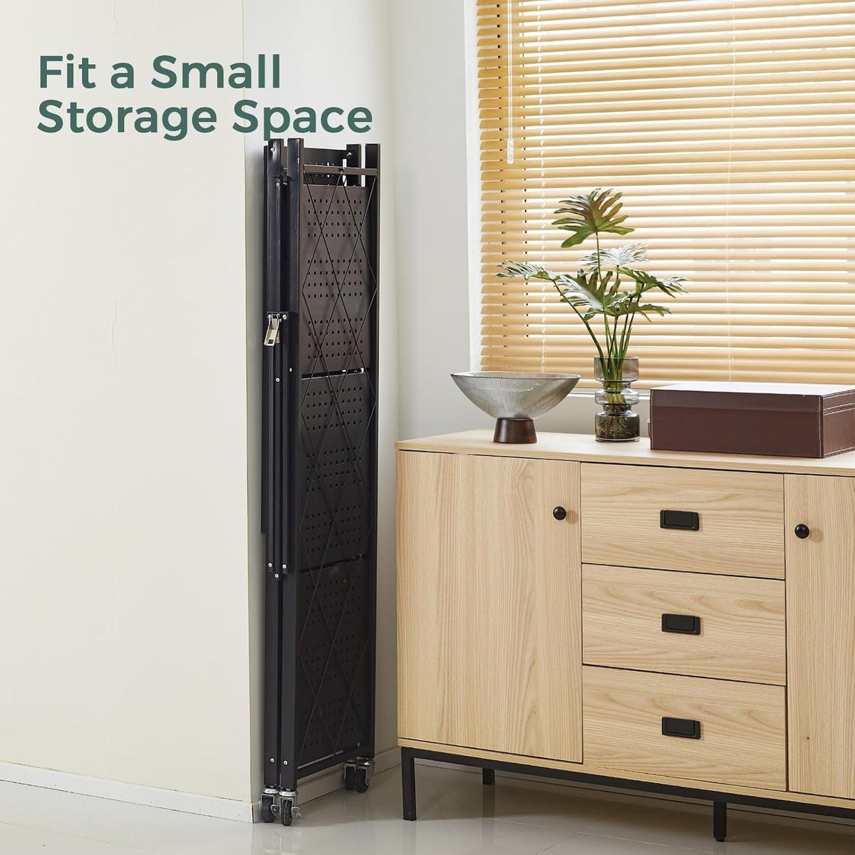 4 Tier Storage Shelf Wheel Rack Foldable Organizer