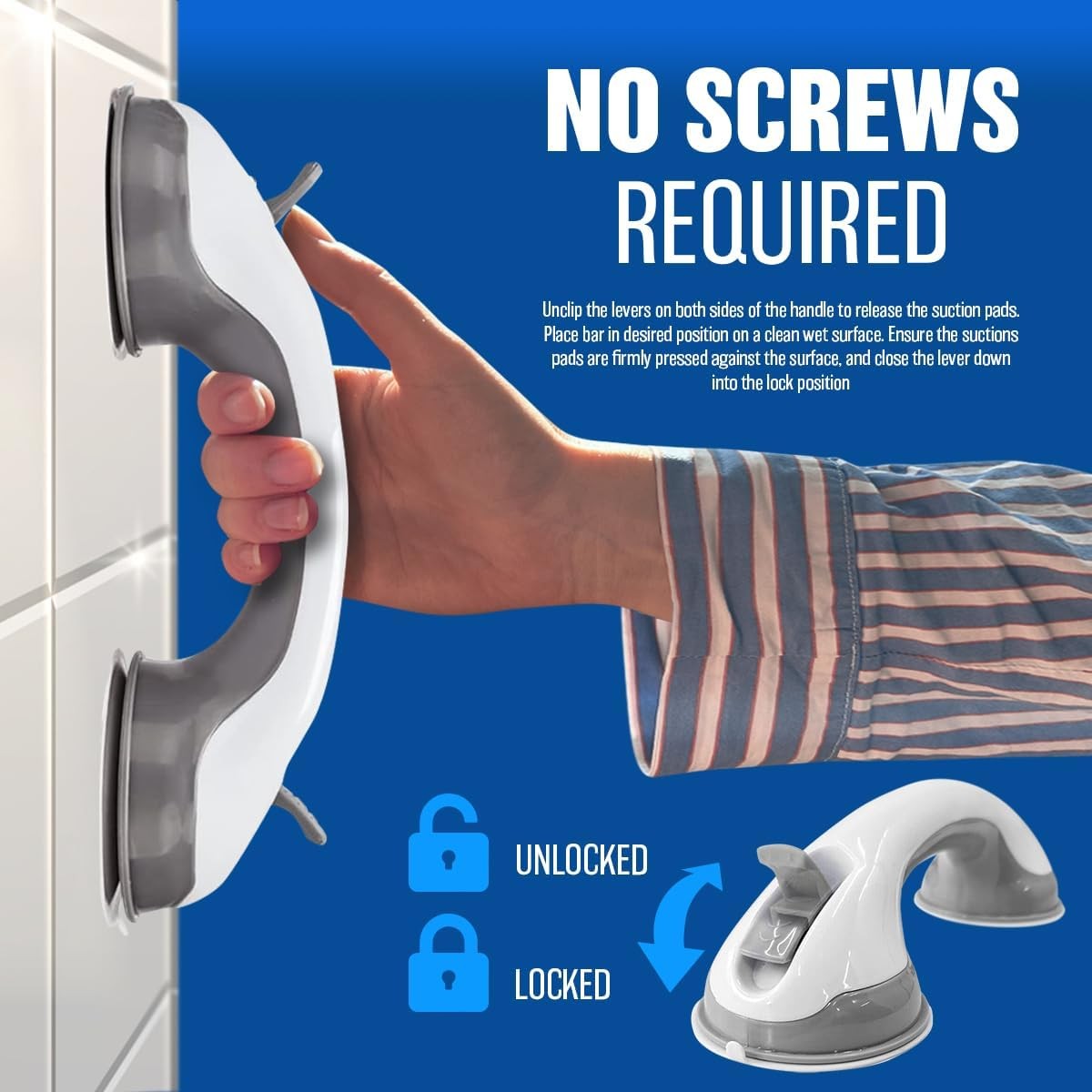2Pcs Bathroom Grab Bars Shower Handles