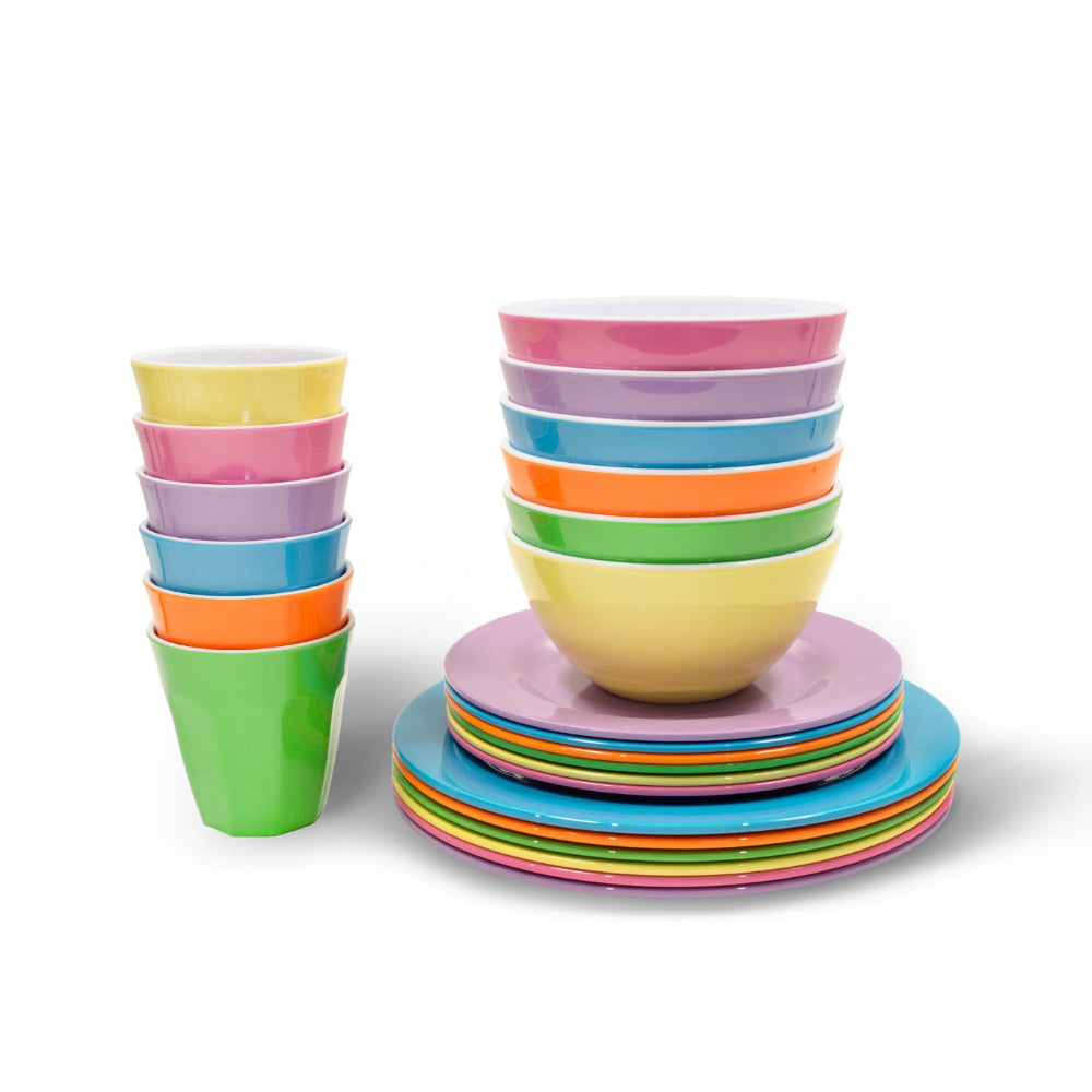 Henni & Friends 24PCS Melamine Plates Cups Bowls Set Kids Children