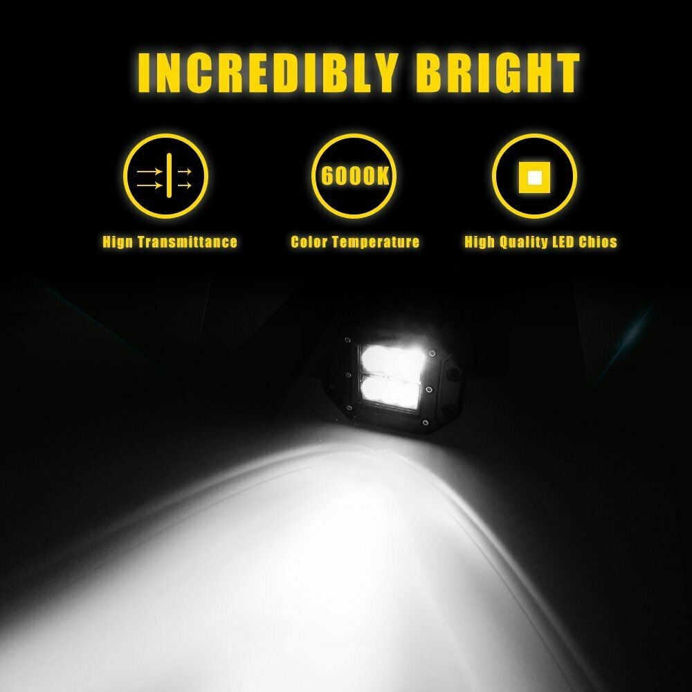 2 x 4inch Flush Mount LED Work Light Bar Flood 12V 24V Truck Reverse 5" Lamp