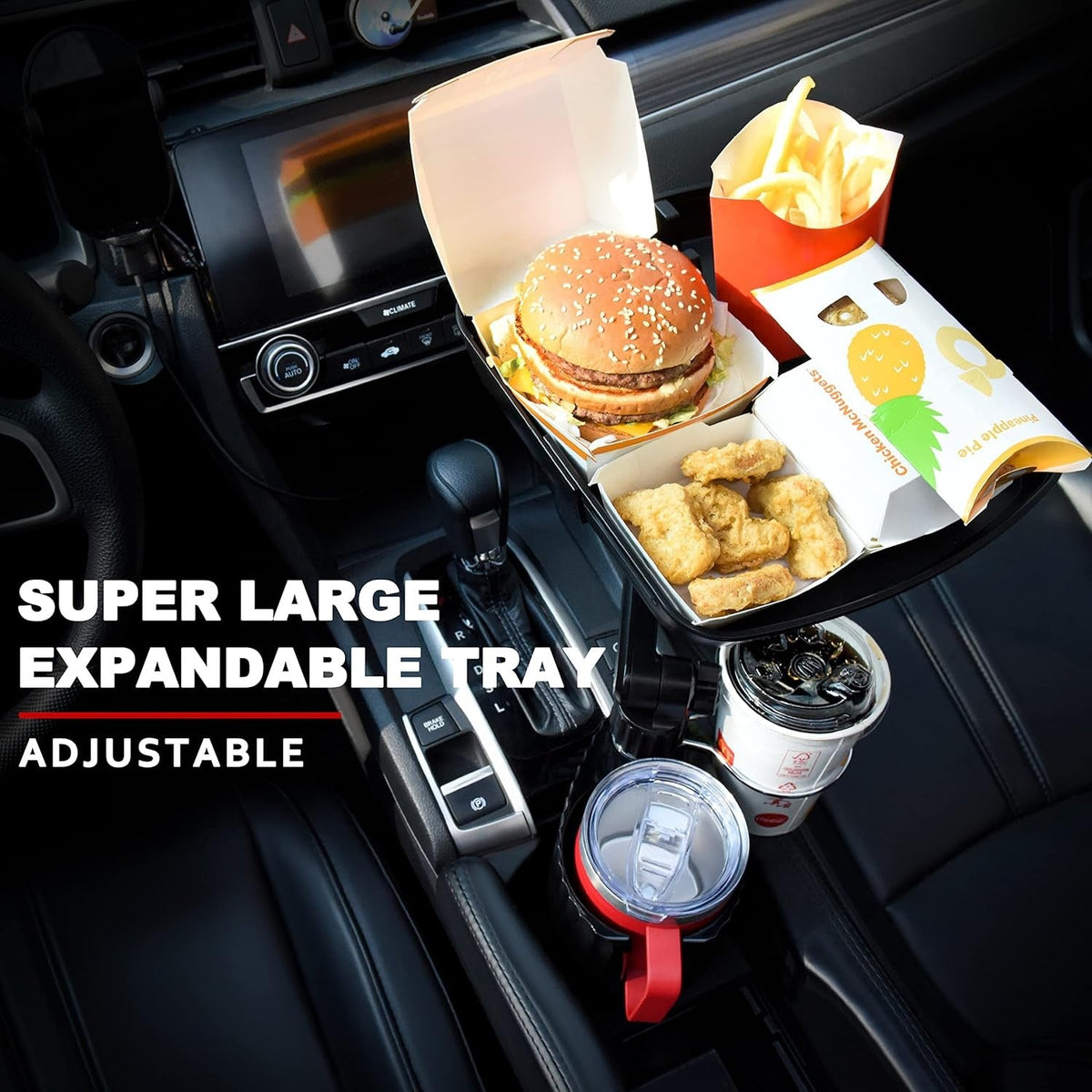 3 in 1 Expandable Cup Holder Tray for Car Cup Holder Expander for Car Food Table