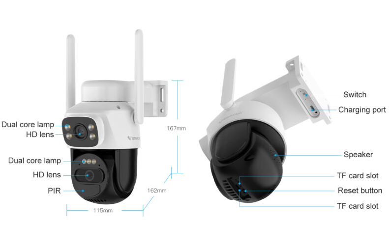 4G LTE SIM Card Wireless Security Camera Solar Battery Powered Outdoor