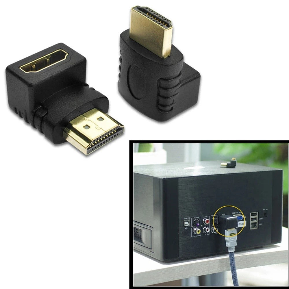 HDMI Male to HDMI Female 90 Degree Right Angle Adapter