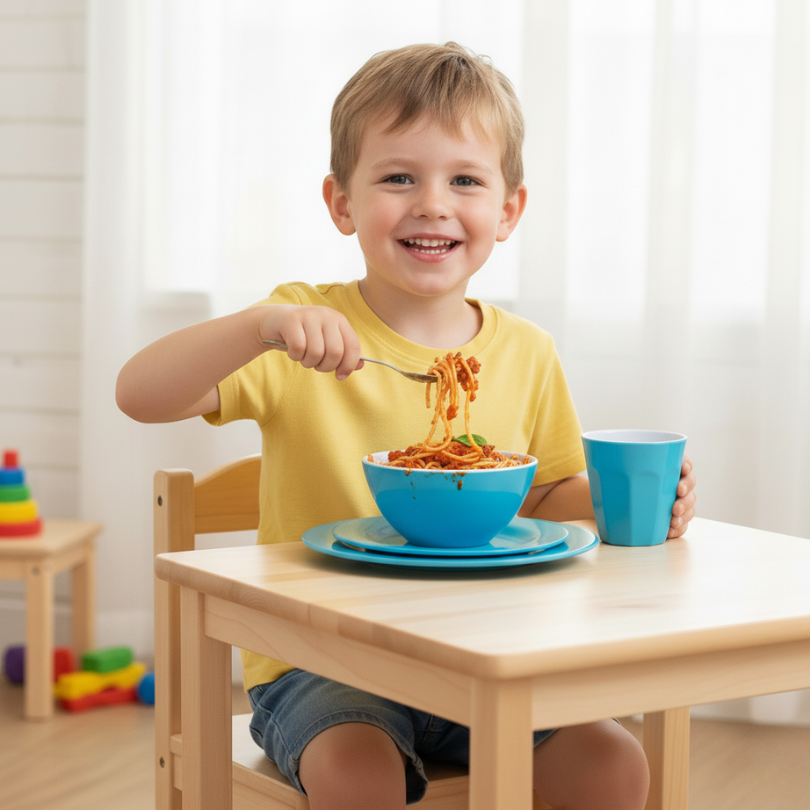 Henni & Friends Melamine Bowls Set, Blue Melamine Cereal/Soup/Salad Bowls, Set of 6
