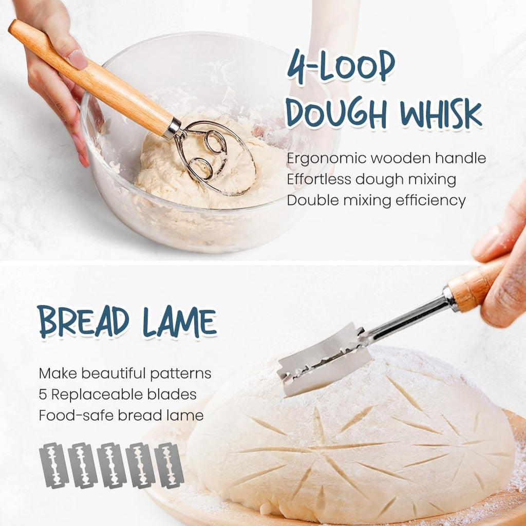 10 Inch Round Bread Banneton Proofing Basket Set