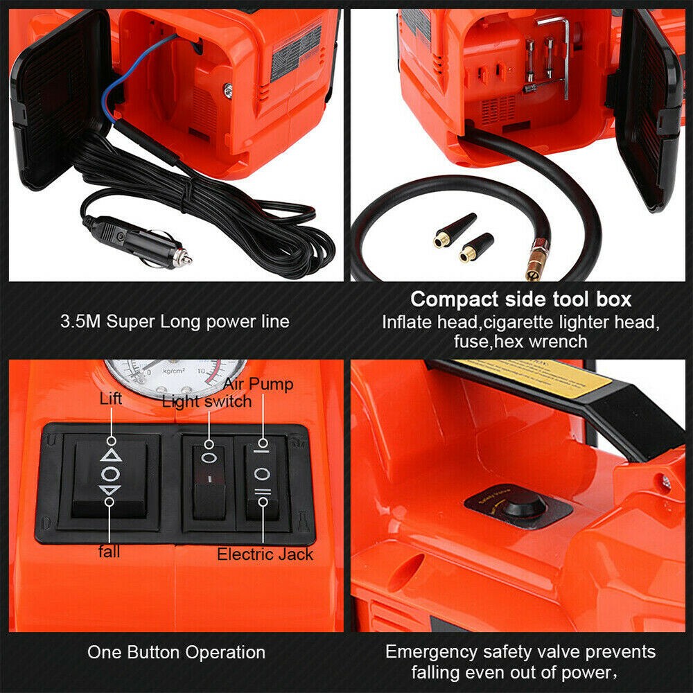 5Ton 12V Car Electric Hydraulic Floor Jack Lift + Impact Wrench Kit