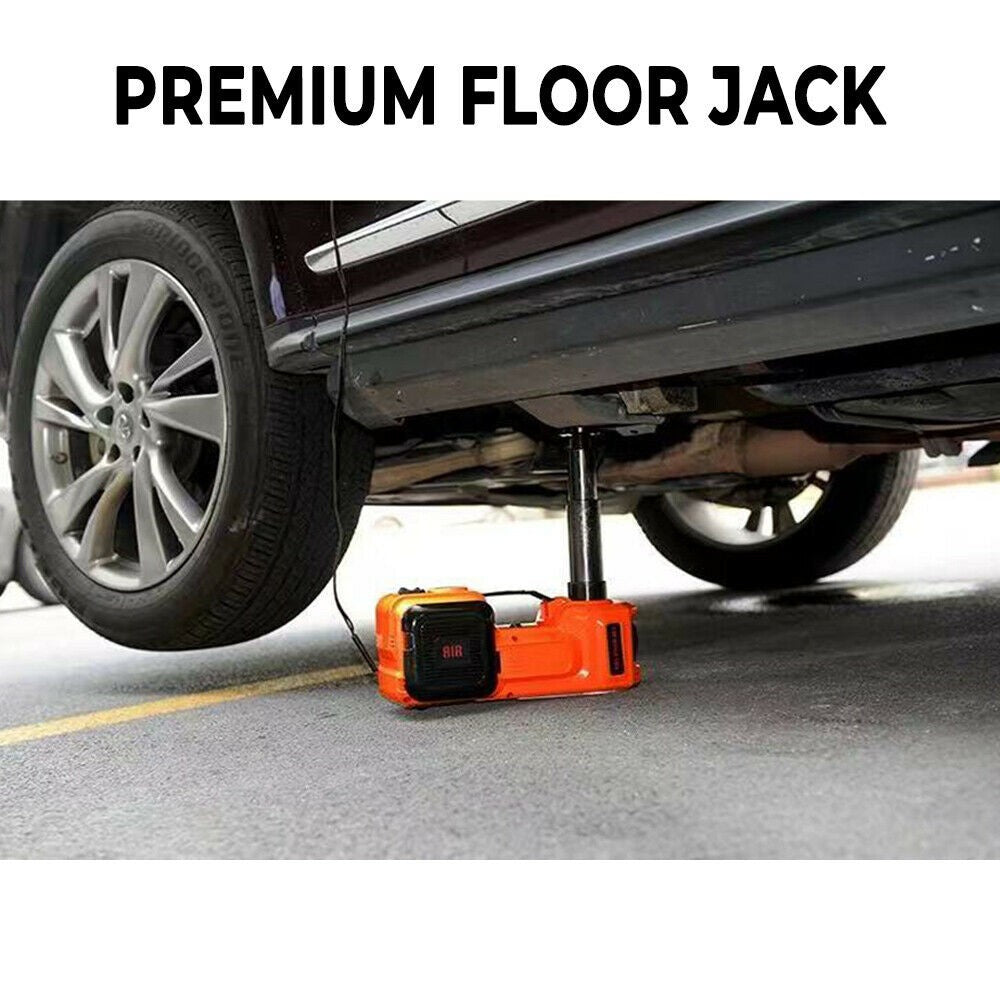 5Ton 12V Car Electric Hydraulic Floor Jack Lift + Impact Wrench Kit