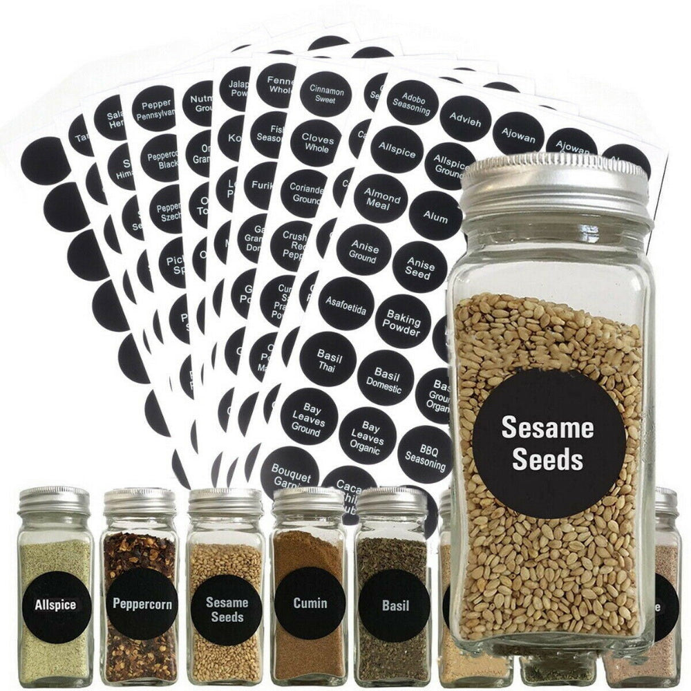 Salelink 400PCS Printed Spice Jar and Pantry Label Set Chalkboard Round Stickers Labels