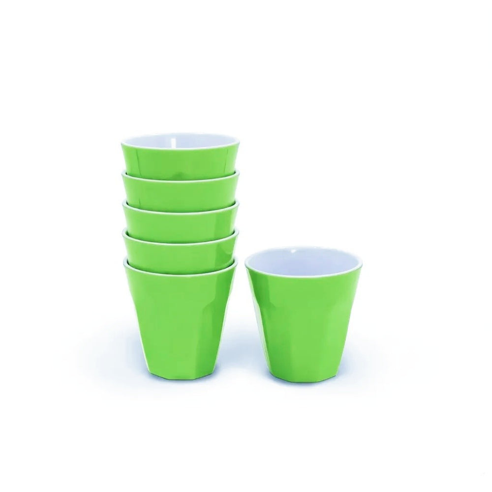 300ML Melamine Cups, Set of 6 in Green Shatter-Proof Dishwasher Safe