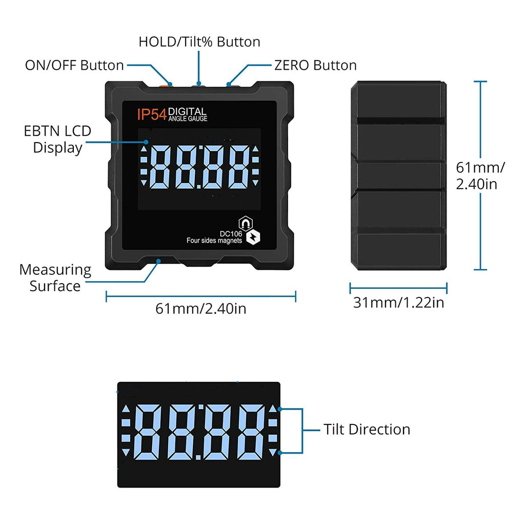 Digital Angle Finder Electronic Angle Gauge with Magnet Large LCD Display