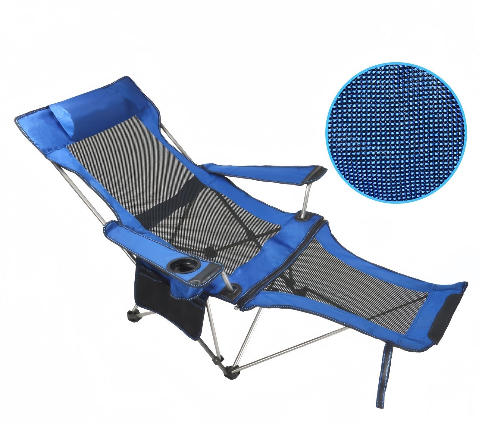 Folding Reclining Adjustable Camping Chair with Detachable Footrest