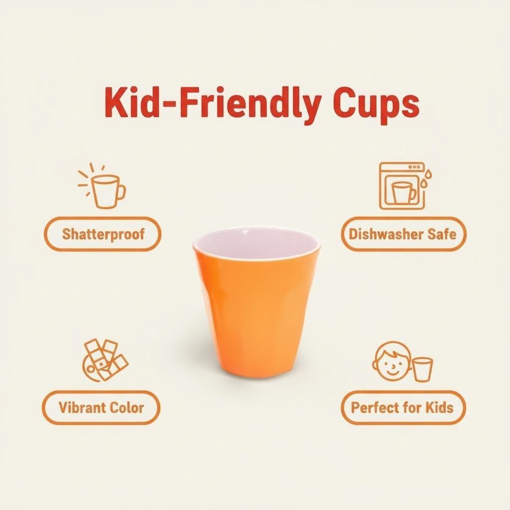 300ML Melamine Cups, Set of 6 in Purple Shatter-Proof Dishwasher Safe