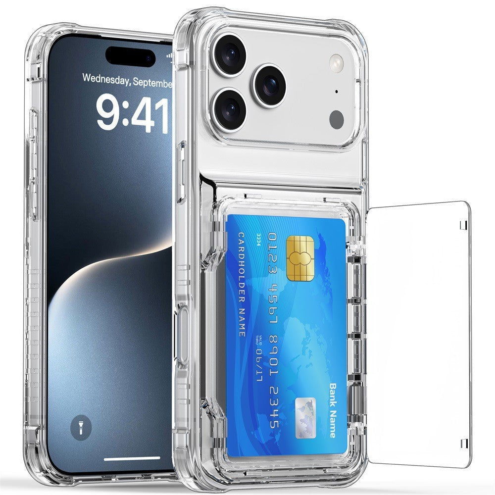 Clear Transparent Card Slots Back Holder Rugged Case For iPhone 17 Pro
