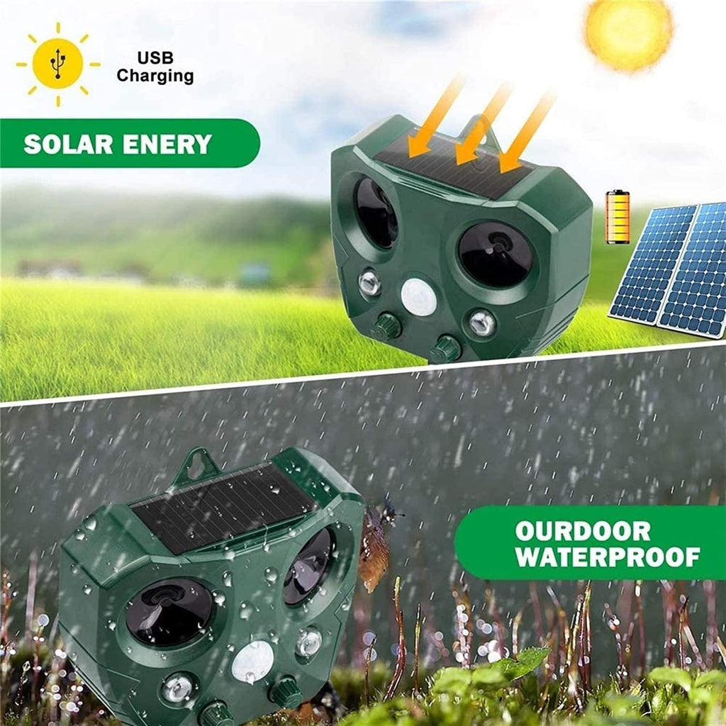 Solar Ultrasonic Bird Repeller Motion Sensor Animal Possum Repellent