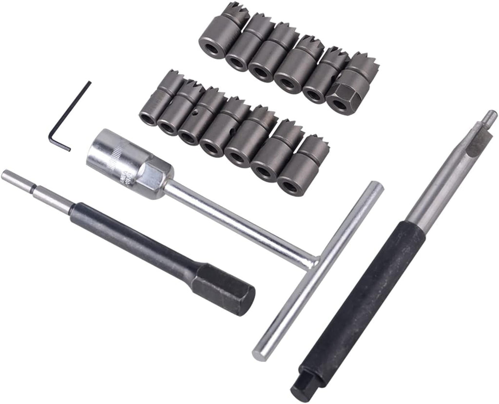 17PCS Professional Diesel Injector Seat Cutter Cleaner Tool Set