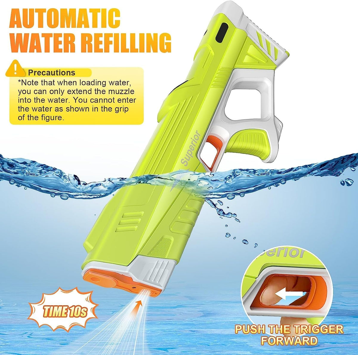 Electric Water Gun High-Pressure Squirt Blaster Soaker Summer Outdoor Pool Toys