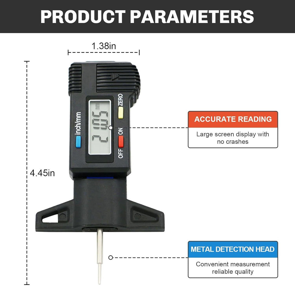 Tyre Tread Depth Gauge Portable Tread Depth Tester